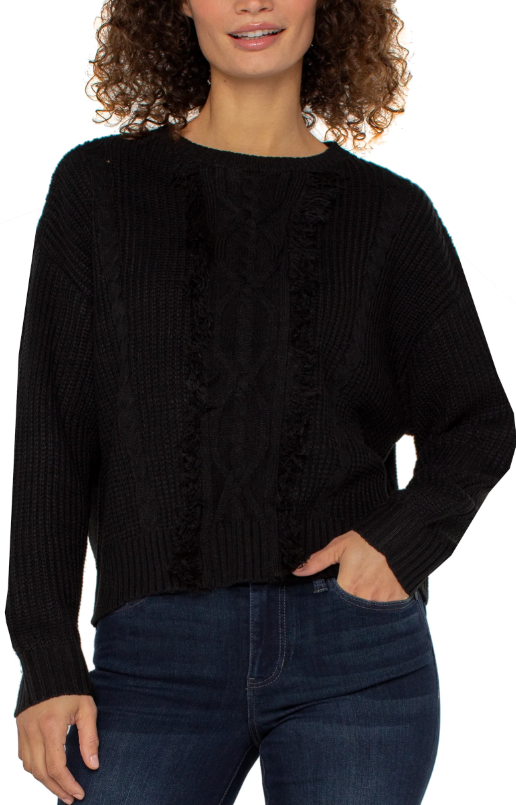 CREW NECK SWEATER W/FRINGE