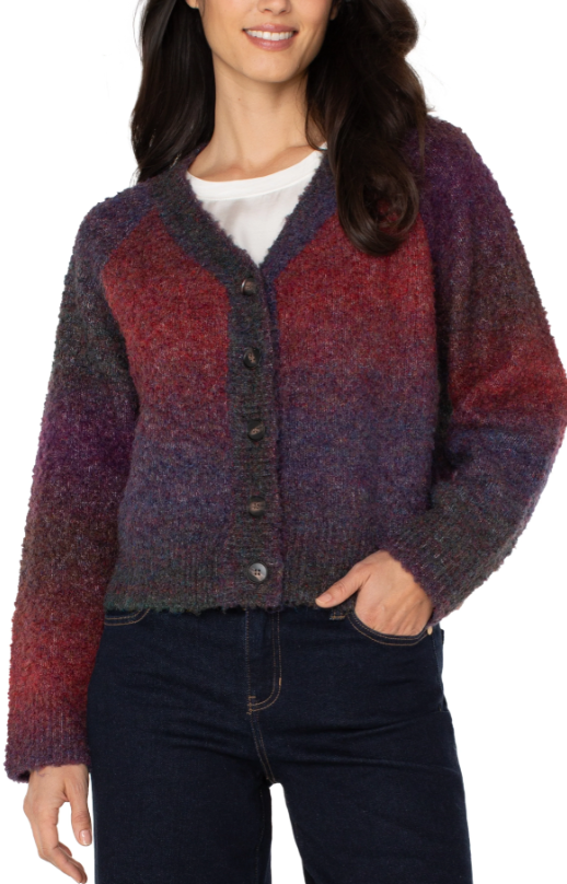 OMBRE BUTTON FRONT CARDIGAN