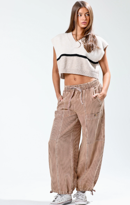 VINTAGE WASH STRIPE PANTS