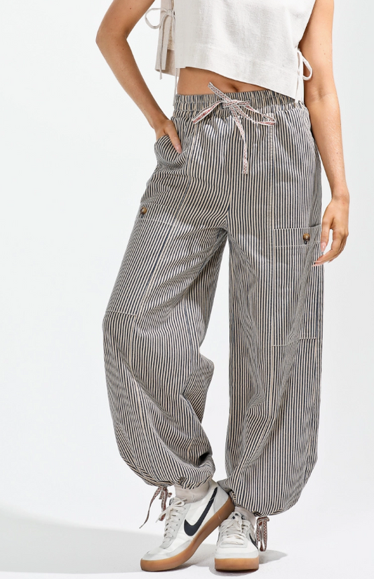 VINTAGE WASH STRIPE PANTS