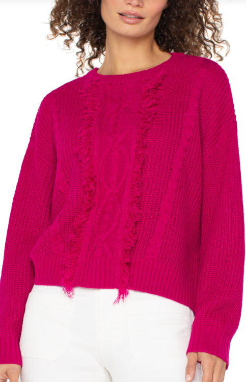 CREW NECK SWEATER W/FRINGE