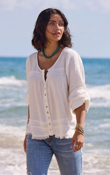 RAW EDGE BOHO GAUZE BLOUSE