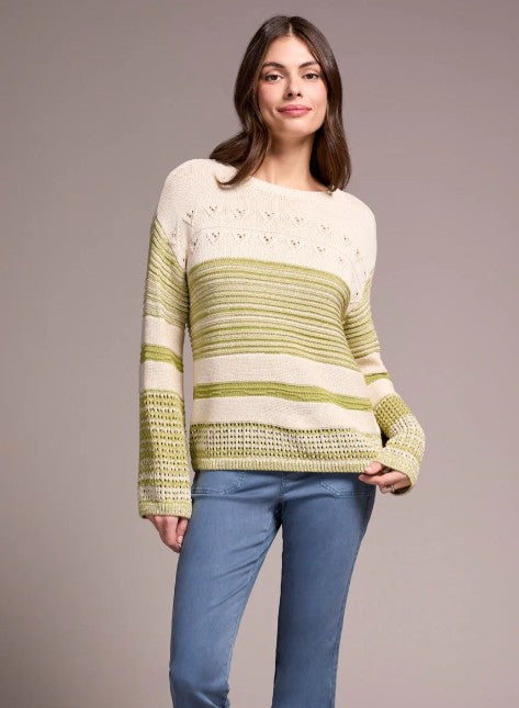 COLOR BLOCK BELL SLEEVE SWEATER