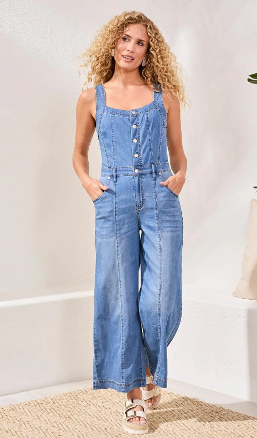 BLUE THREAD TENCEL JUMPSUIT