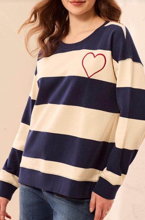 STRIPED HEART PULLOVER