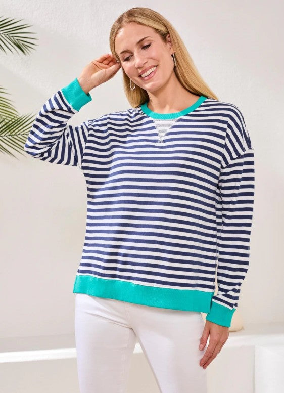DROP SHOULDER STRIPED CREW