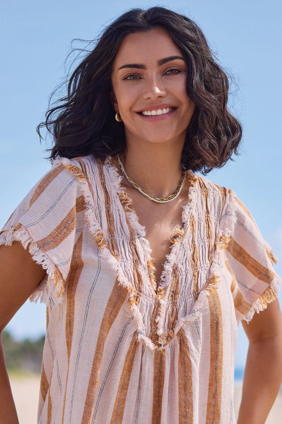 RAW EDGE WOVEN BLOUSE