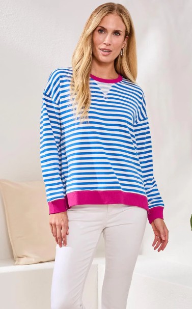 DROP SHOULDER STRIPED CREW