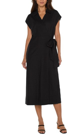 LM8C96 COLLARED WRAP DRESS