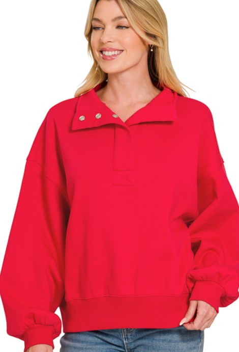 RUBY HALF SNAP FLEECE SWEATSHIRT