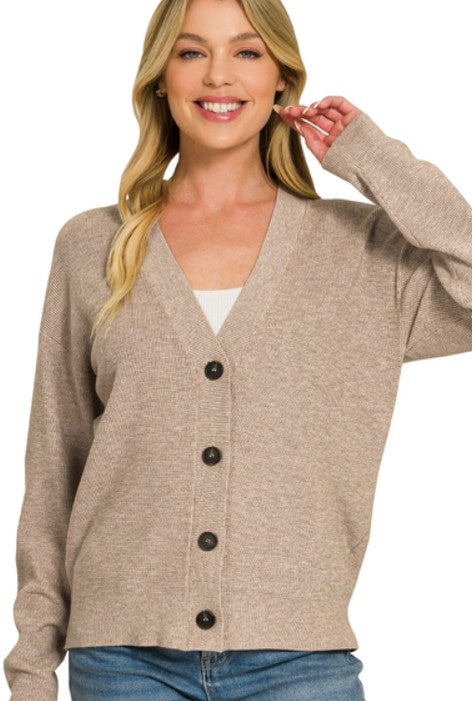DROP SHOULDER CARDIGAN