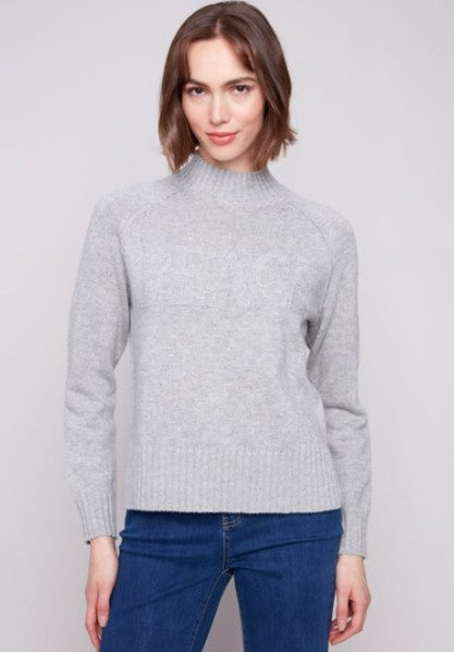 LONG SLEEVE MOCK NECK PEACE SWEATER
