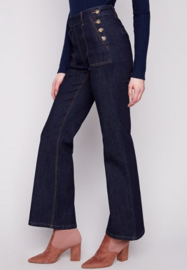 SIDE BUTTON STRETCH DENIM