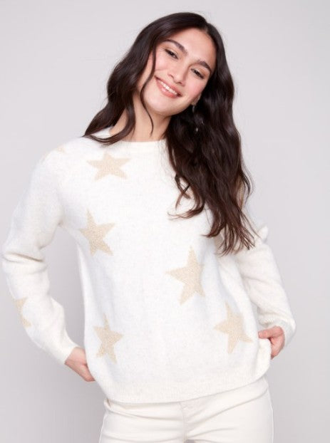 STAR JACQUARD CREW NECK SWEATER