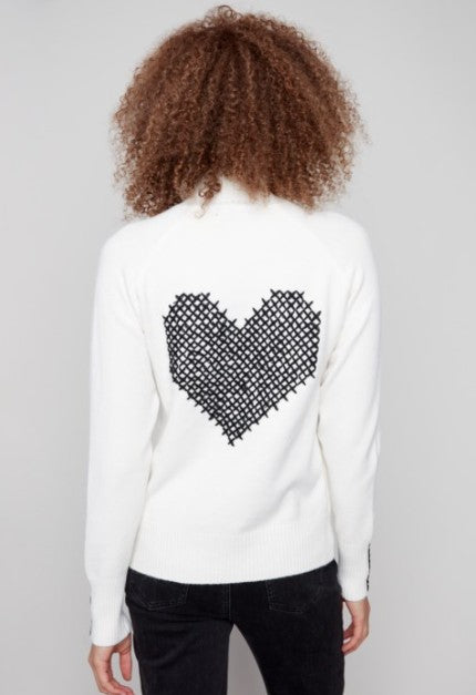 SWEATER W/ZIP AND HEART ON BACK