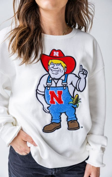 NE MASCOT CHENILLE COMFORT CREW SWEATSHIRT