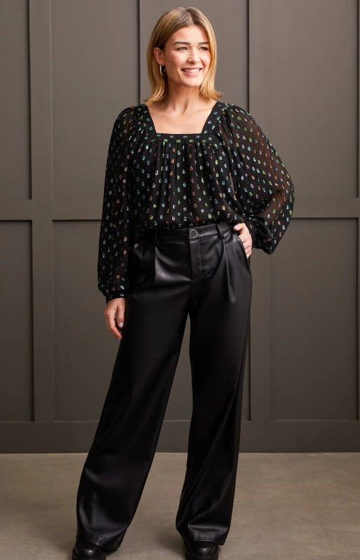 FAUX LEATHER WIDE LEG PANT