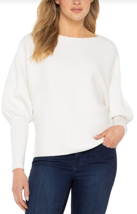Linen Boat Neck Blouse With Dolman Sleeves-Rosesilk main image 1