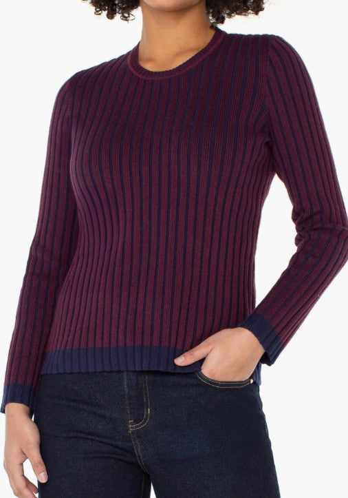 CABERNET SWEATER W/NAVY STRIPE