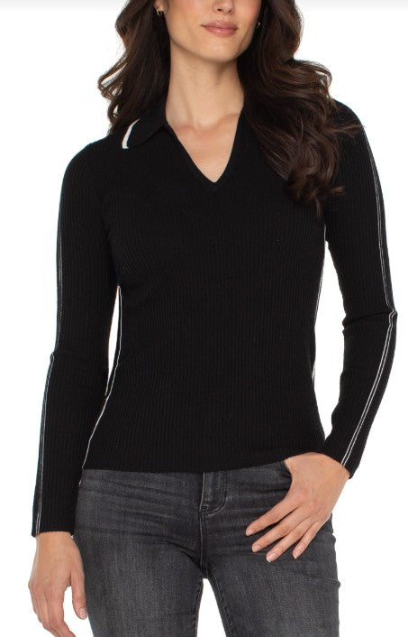 COLLARED V-NECK SWEATER
