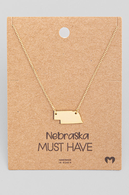 NE STATE PLATED NECKLACE