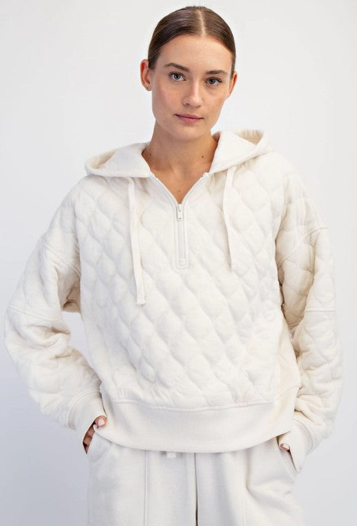 QUILTED FLEECE HOODIE JACKET