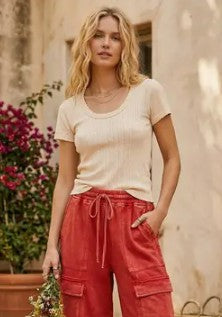 RED TERRY CARGO PANTS