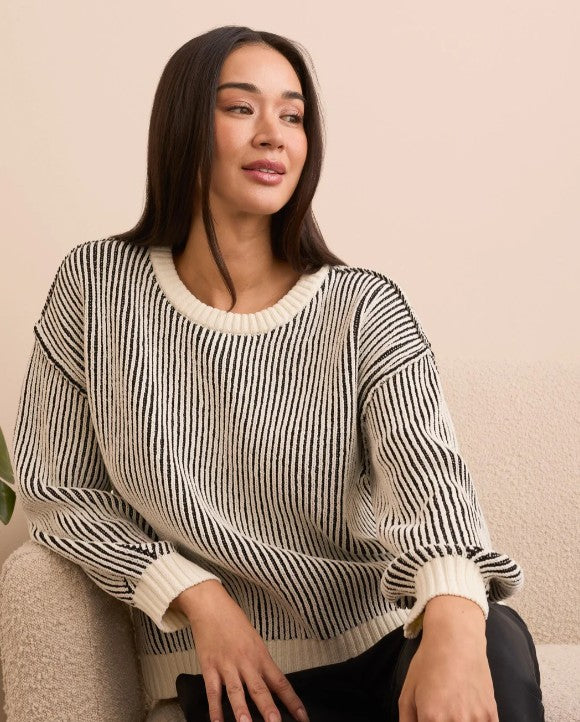 STRIPED SWEATER W/ SIDE SLITS