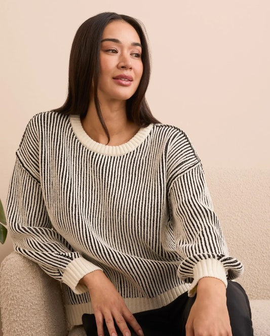 STRIPED SWEATER W/ SIDE SLITS