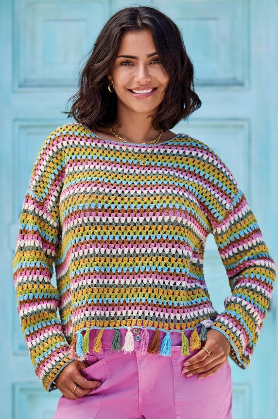 CROCHET SWEATER W/FRINGE