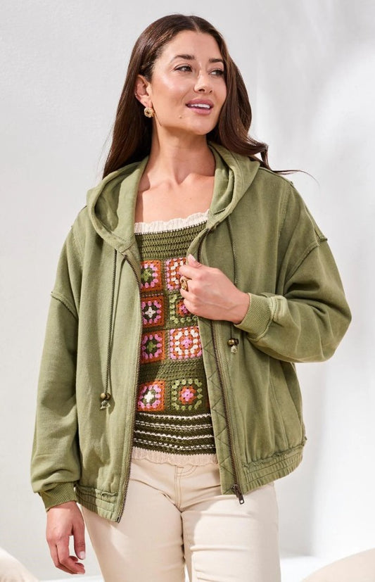 PUFF SLEEVE ZIP HOODIE