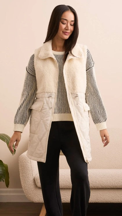 SHERPA/QUILTED LONG VEST