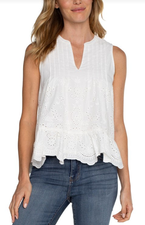 SLEEVELESS EMBROIDERED TOP