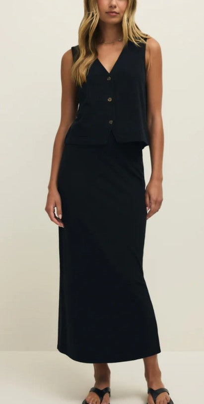 GAIL MIDI SKIRT TRUE BLACK